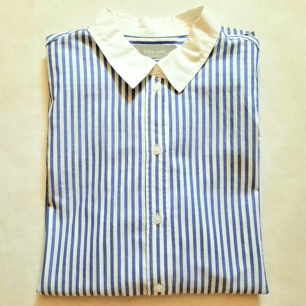 NWOT Everlane Must-Have Shirt in Silky Cotton, Blue White Stripe - Size 6 - Picture 16 of 16